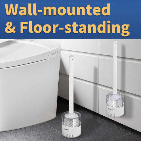 2 Pack Set BOOMJOY Toilet Bowl Brush and Holder, Toilet Brush and Holder with Dense Bristles for Bathroom Deep
