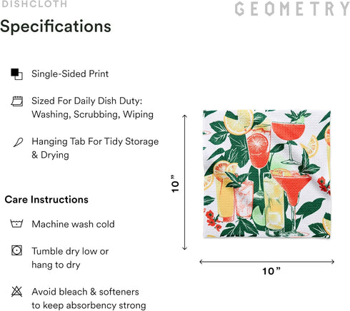 Summer Summer 3 Pack GEOMETRY Dishcloth Spring & Collection Quick-Dry, Ultra-Absorbent, Reusable Microfiber Kitchen
