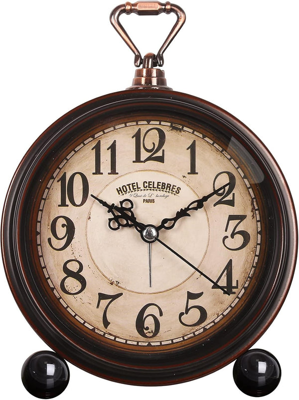 RODH Battery Alarm Clock,Night Light,Vintage Hangable Super Silent Non Ticking Analog Table Clock