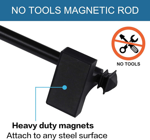 H.VERSAILTEX 4 PACK Magnetic Curtain Rods for Metal Doors, Adjustable from 9 to 16 Inch, Tool Free with Square Finials,