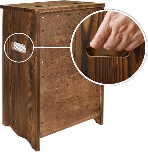 Ikee Design Wooden Countertop Potato and Onion Storage Bin, Rustic Color, 11.8W x 6.8D x 16H in