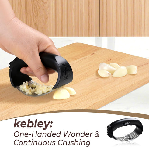 Kebley Garlic Press Rocker Stainless Steel Garlic Crusher, Mincer and Chopper with Peeler and Scraper,brush, Easy