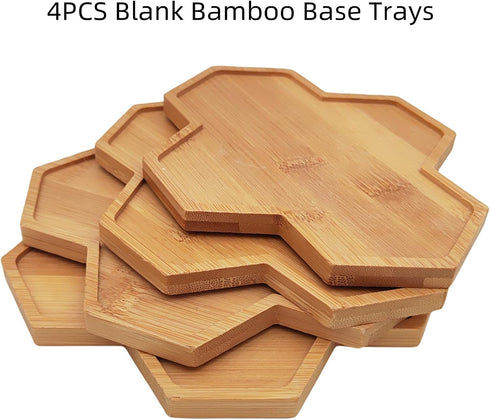 4PCS Mosaic Bamboo Coasters for Crafts, Blank Base Trays, DIY Mosaic Supplies, Drinking Cup Coaster, Plant Coaster