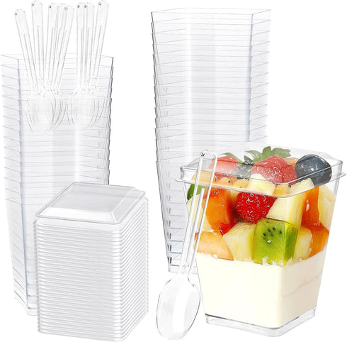 YOIYINI 30 Pack 5oz Dessert Cups with Lids and Spoons,Yogurt Parfait Cup with