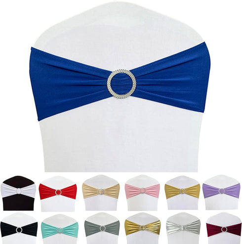 Spandex Chair Sashes Bands 50PCS Stretch Chair Ties Bows with Buckle Slider