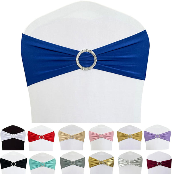 Spandex Chair Sashes Bands 50PCS Stretch Chair Ties Bows with Buckle Slider