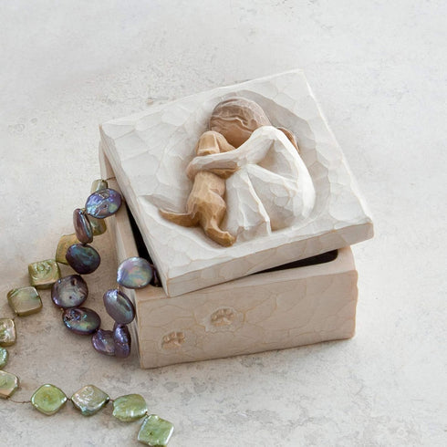 Willow Tree True, Truly a Friend Keepsake Box for Jewelry and Treasures, Hand-Painted with Girl and Puppy Dog