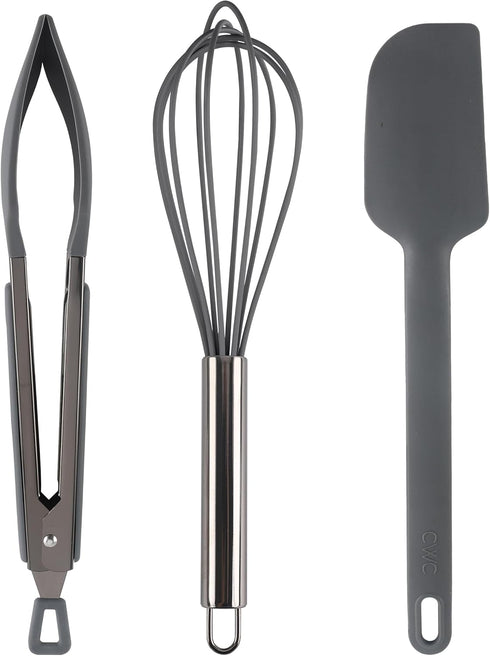 COOK WITH COLOR Silicone Cooking Utensils - 3 Pc Kitchen Utensil Set for Nonstick Cookware, Easy to Clean