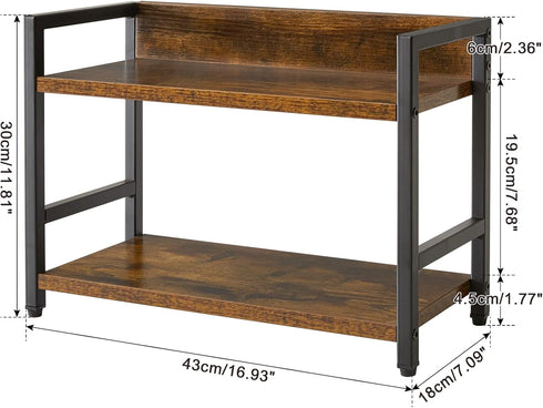 IBUYKE 2-Tier Spice Rack, Industrial Counter Shelf Desktop Storage Organizer for Kitchen Office Living Room