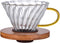 Gute Glass Coffee Dripper/Filter - Cone Glass Pour Over Coffee Dripper with Bamboo Stand for 1-4 Cups