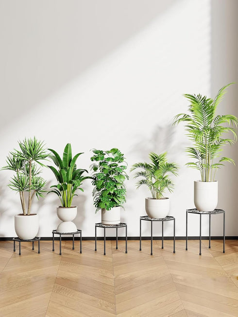 5-Pack Metal Plant Stands for Outdoor Indoor, Anti-Rust Iron Flower Pot Stand, Heavy Duty Plant Pot Shelf for Multiple
