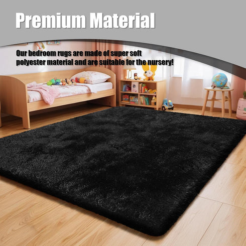 5x8,Black Shag Area Rug for Bedroom Fluffy Area Rugs for Living Room,Soft Fuzzy Rug Non-Shedding Indoor Plush Carpet