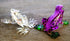 ChangThai Design Tiny 2¼" Purple Green Black Dotted Frog Figurine - Miniature Hand Blown Painted Glass Collectible