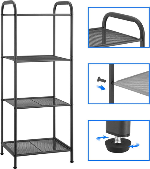 4 MAX Houser Storage Rack with Shelf,Industrial Style Extendable Plant Stand, Standing Shelf Units for Kitchen