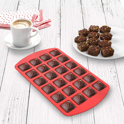 SILIVO Bite-Size Silicone Brownie Pan with Dividers - 2 Pack 24-Cavity Non-Stick Mini Silicone Molds for Brownie Bites, Keto Fat Bombs, Fudges and Chocolates by SILIVO