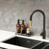 Set MOMEEMO Amber Glass Soap Dispenser Comes with Stainless Steel Pumps, Instant Dry Tray, and Dish Scrub Brush