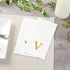15.8 7.9 Inch 50 Luxenap X Linen-Feel Guest Towels, Lettered Hand Towels - Gold Letter 'V', Sans Serif Font, White