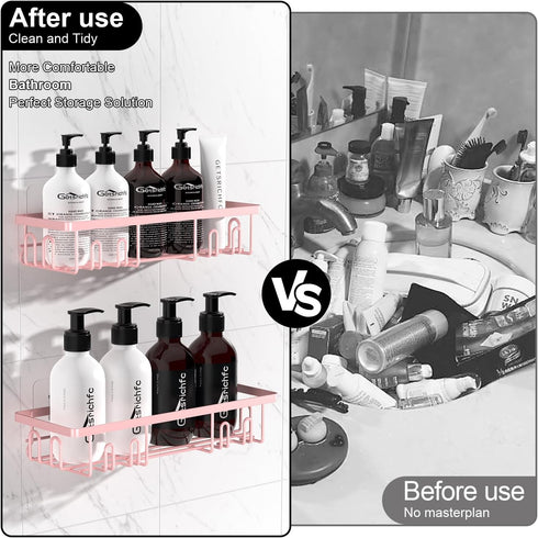 Getsrichfc Shower Caddy Adhesive, Rustproof Shower Shelves for Inside Shower, Large Capacity Bathroom Organizers