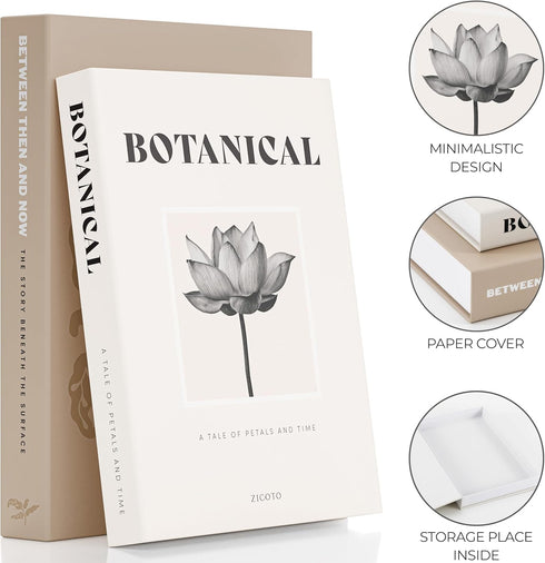 Set 2 ZICOTO Beautiful Decorative Books - of Boxes Enhance Your Coffee Table, Bookshelf or Mantel Decor - Aesthetic