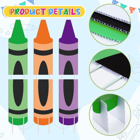 Memorywuu 6 31.5 Inch Pcs Kindergarten Graduation Decorations Crayon Yard Signs Large Preschool Graduation Outdoor