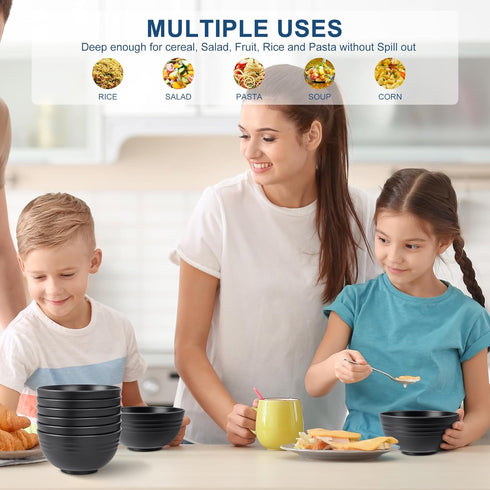 HOTEC Unbreakable Wheat Straw Cereal Bowls, Set of 8, Microwave & Dishwasher Safe, 26oz, BPA Free