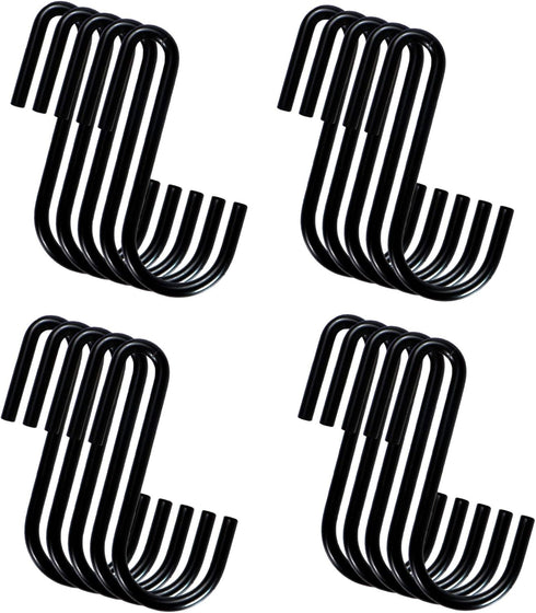YourGift 20 Pack Heavy Duty S Hooks - 4 Inch Black S Shaped Hooks for Kitchen, Bathroom, Bedroom