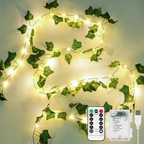 KASZOO 33ft 100 LED Vine with Fairy Lights with Remote, Fake Vines
