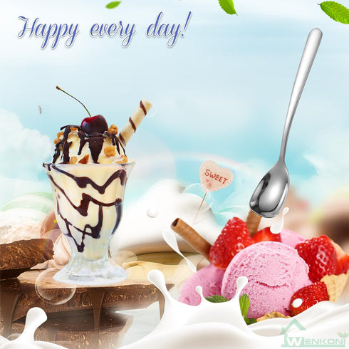 Small Square Spoons, SUS304 Stainless Steel 5.9 Inch Spoons for Ice Cream, Sugar, Cake, Coffee, Desserts, Set of 5