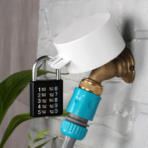 TEMEILI Metal Outdoor Faucet Lock Prevents Water Theft, Fits Garden Spigot & Hose Bib (White with Key)