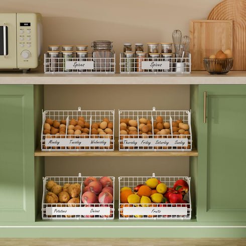 Countertop 5 3 keomaisyto Egg Holder with Dividers & DIY Nameplate to Separate Eggs, Tier Stackable Wire Storage
