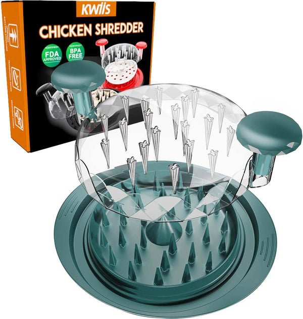 Chicken Shredder Tool with Anti-Slip Base, BPA Free, Dishwasher Safe, Ergonomic Handle for Shredding Meat (Green)
