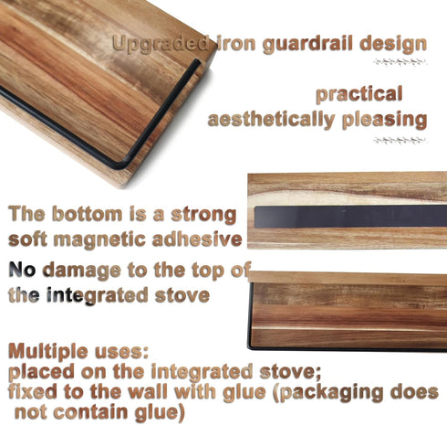 Stove Top Shelf, Magnetic Oven Shelf, Kitchen Storage Solution, 2pcs 15" Hard Wood Spice Racks