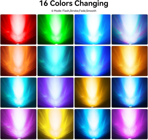 TENSUL IP68 Dimmable 2 Set Colored Pond Lights with Timer, RGB Fountain Lights Waterproof, Underwater LED Outdoor Light