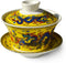 Gaiwan Teacup 7oz Chinese Dragon Sancai Cover Bowl Lip Saucer Set for Gongfu Tea (Yellow)