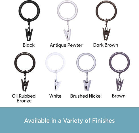 Kenney Brown Clip Curtain Ring, 5/8 In. To 3/4 In. (14-Pack)
