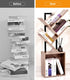 4-Tier Tree Bookshelf Bookcase with Storage Cabinet, Modern Corner Bookshelves, Narrow Wood Book Rack, Mini Floor