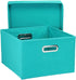 Household Essentials Fabric Storage Boxes, Aqua, with Lids and Handles