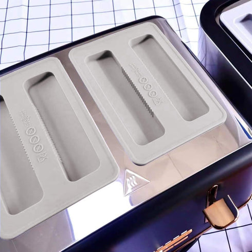 2 Pack Toaster Cover, 2 Slice Silicone Toaster Lid Bread Machine Accessories in Grey