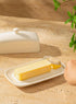 7.8 Inch Sweese Butter Dish with Lid, Porcelain Butter Keeper, Butter Holder with Handle Cover, Butter Container