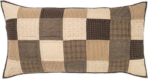 VHC Brands Kettle Grove King Sham, 21x37, Primitive Country Patchwork Design in Black and Creme