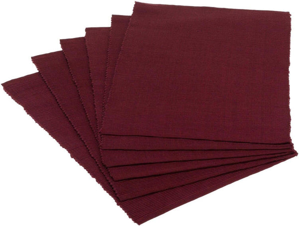 DII Basic Everyday Ribbed Tabletop Placemat Set, 100% Cotton, 13x19, BlackBerry, 6 Piece