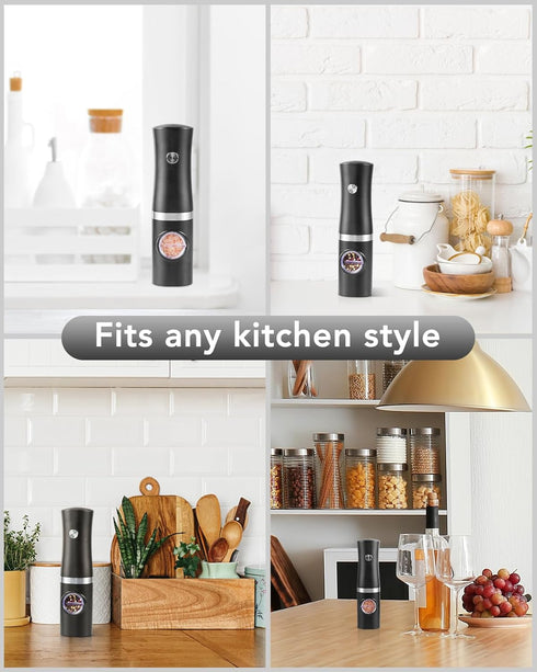 Set 2 FORLIM Rechargeable Electric Salt and Pepper Grinder with Charging Base, Automatic Pepper Mill, Adjustable