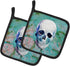 Caroline's Treasures Day of The Dead Teal Skull Pot Holders, 7 1/2 x 7 1/2, Heat Resistant