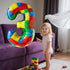 Lmuwecno 32 Inch 3 3) Stackable Block Number Balloon Colorful Brick Building Themed Big Helium Digits for Kids Birthday