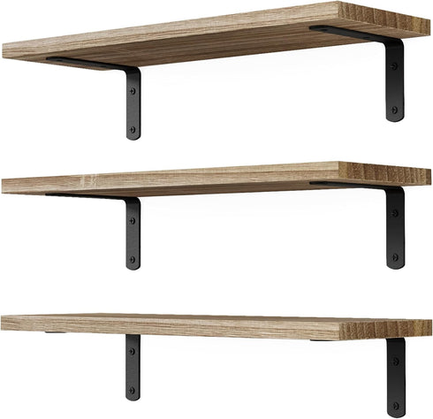 DOLLFIO Floating Shelves, 3 Sets Wall Shelves, Wooden Floating Shelves for Wall