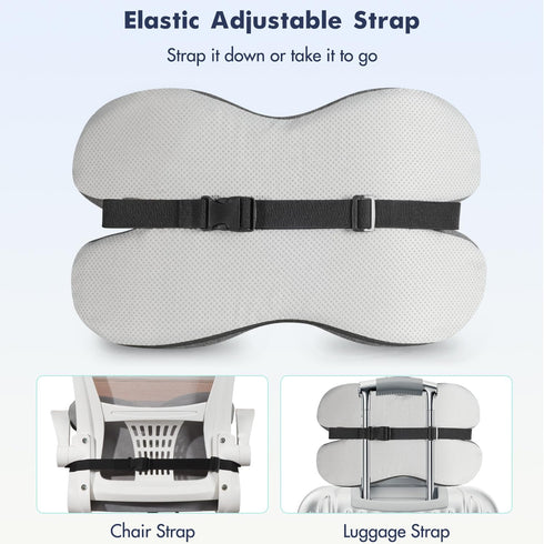 Lumbar Support Pillow for Office Chair, Memory Foam Back Cushion with 3D Mesh Cover for Lower Back Pain Relief