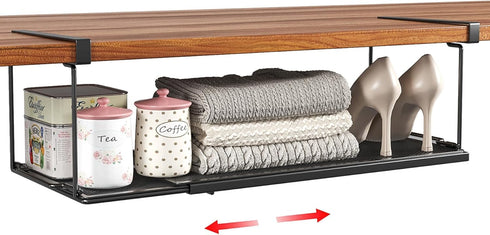 SHINEWON Expandable Under Cabinet Shelf, Extendable Under Shelf Storage with 0.94 Inches Thick