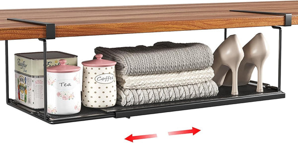 SHINEWON Expandable Under Cabinet Shelf, Extendable Under Shelf Storage with 0.94 Inches Thick