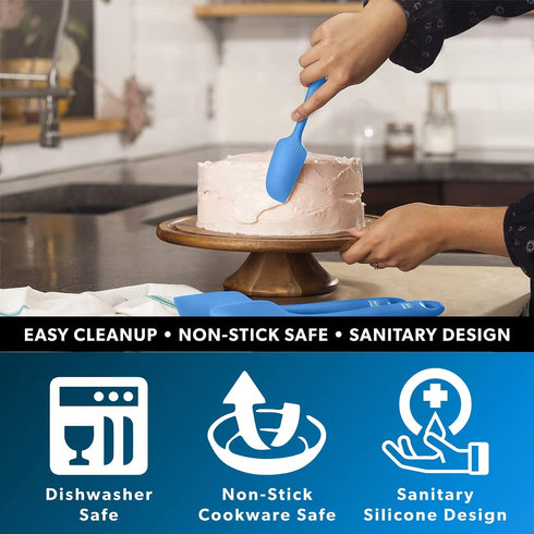 DI ORO Mini Spatula - Silicone Kitchen Scraper for Baking & Cooking, Heat-Resistant up to 600°F (Blue)