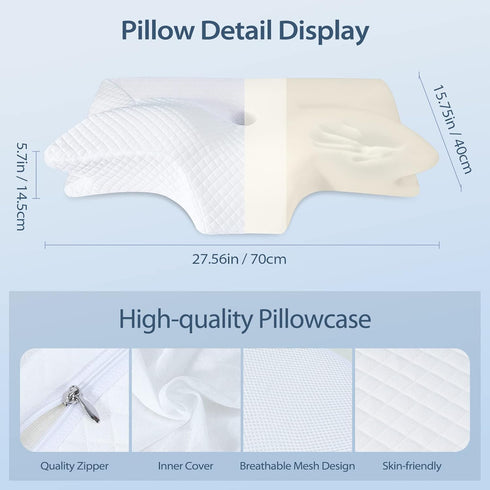 HOMCA Cervical Pillow Memory Foam Pillows - Contour Memory Foam Pillow for Neck Pain Relief, Orthopedic Neck Bed Pillow